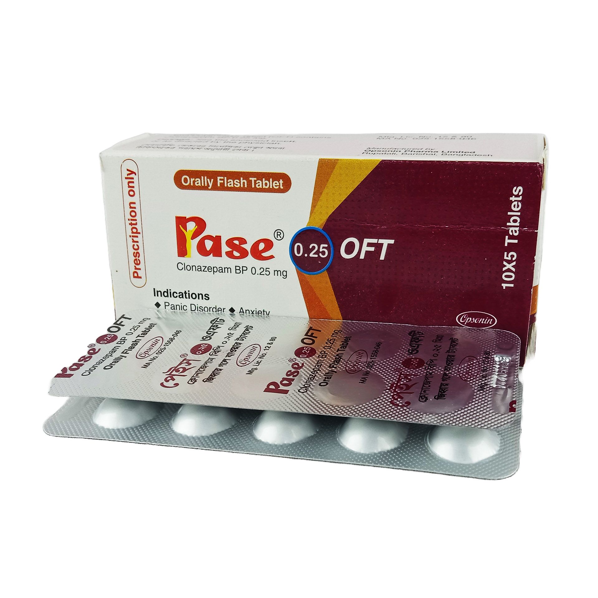 Pase OFT 0.25 0.25mg Tablet