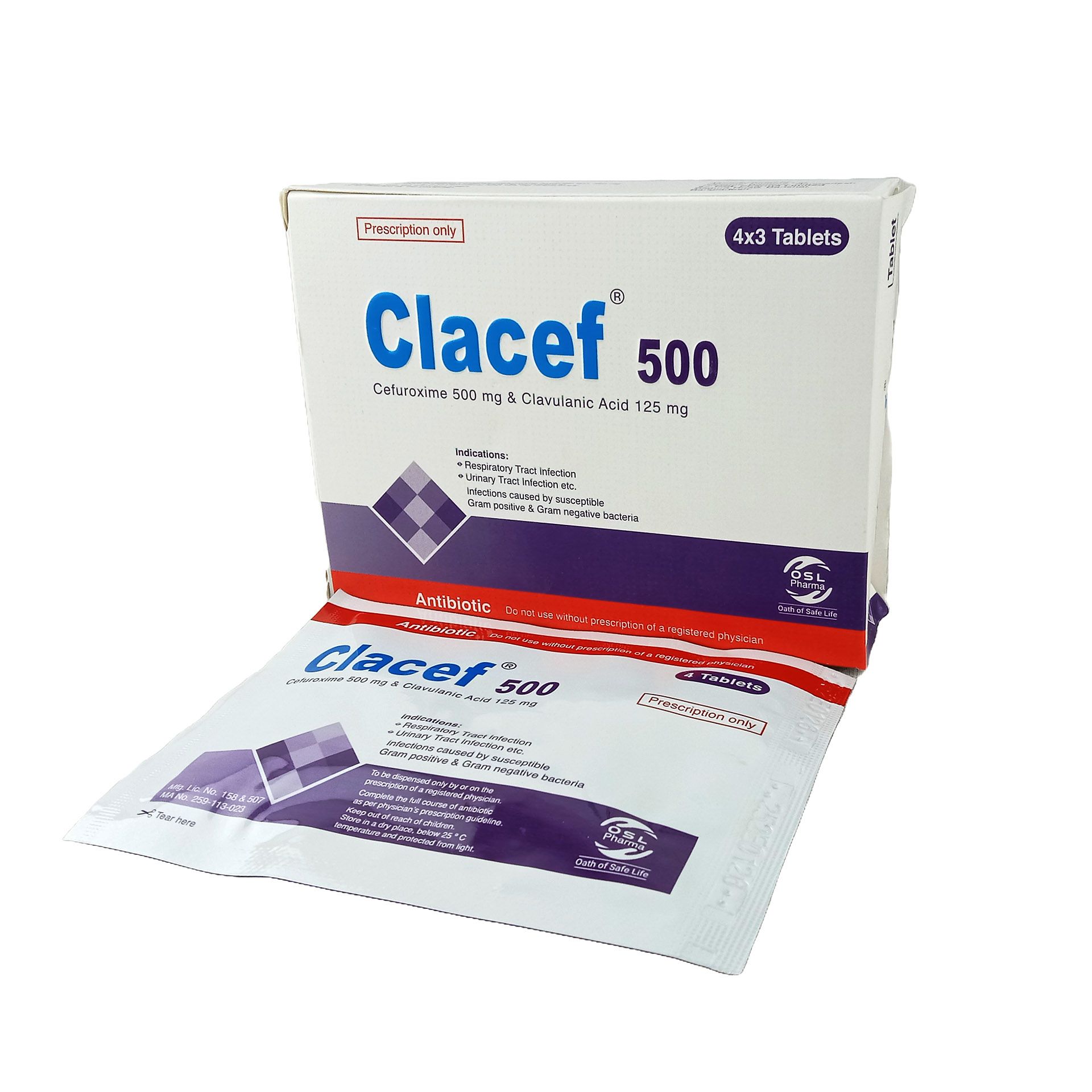 Clacef 500mg+125mg Tablet