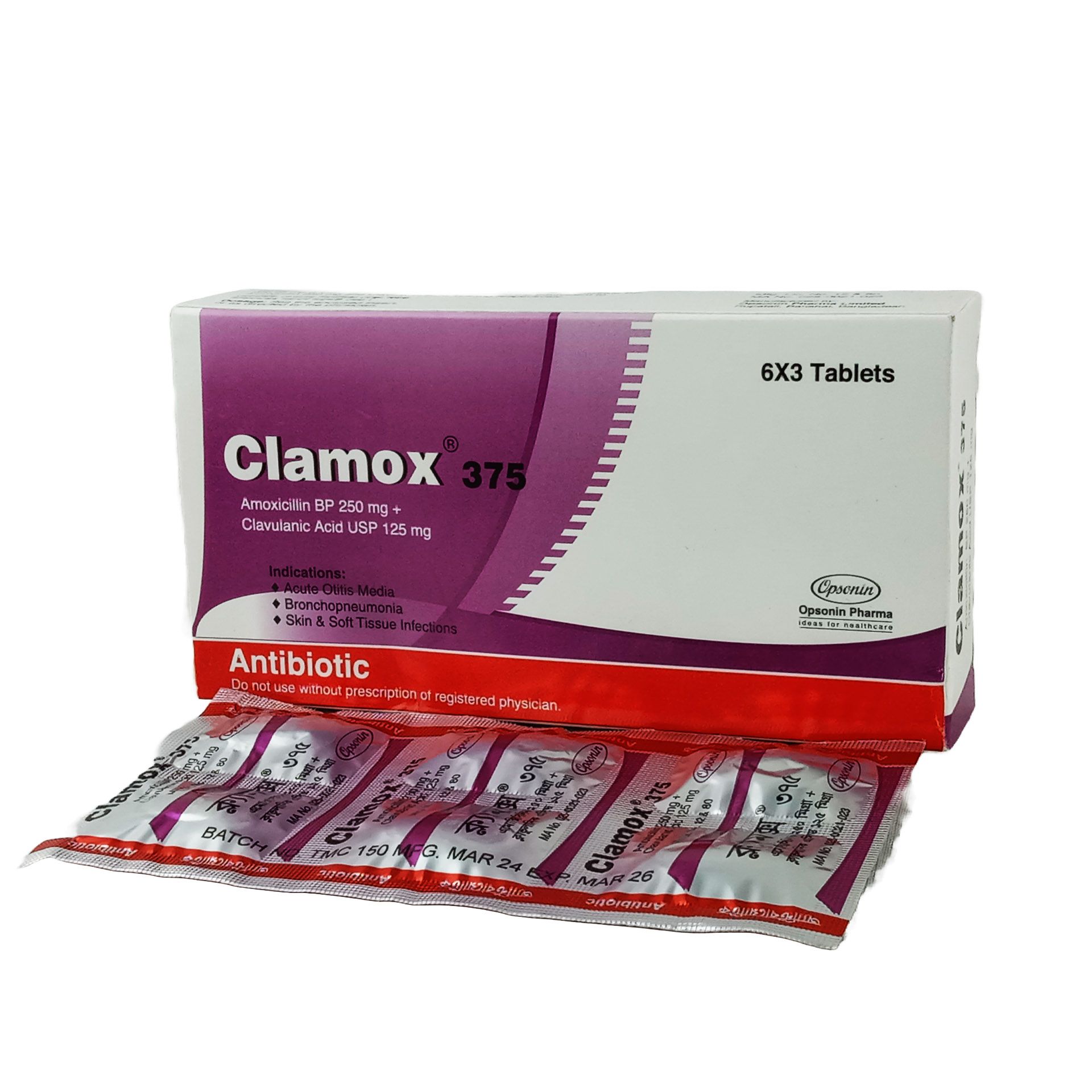 Clamox 375 250mg+125mg Tablet