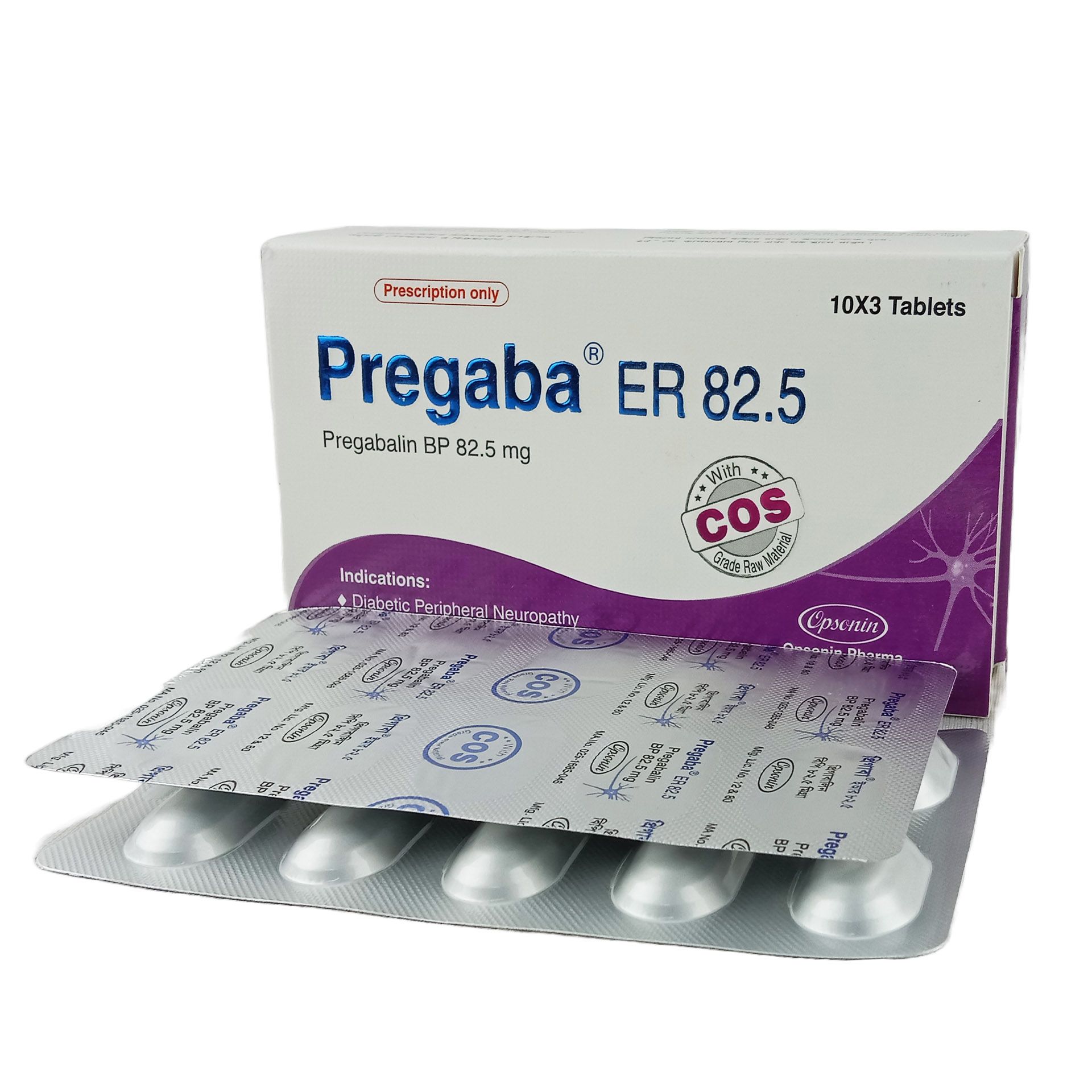 Pregaba ER 82.5 82.5mg Tablet
