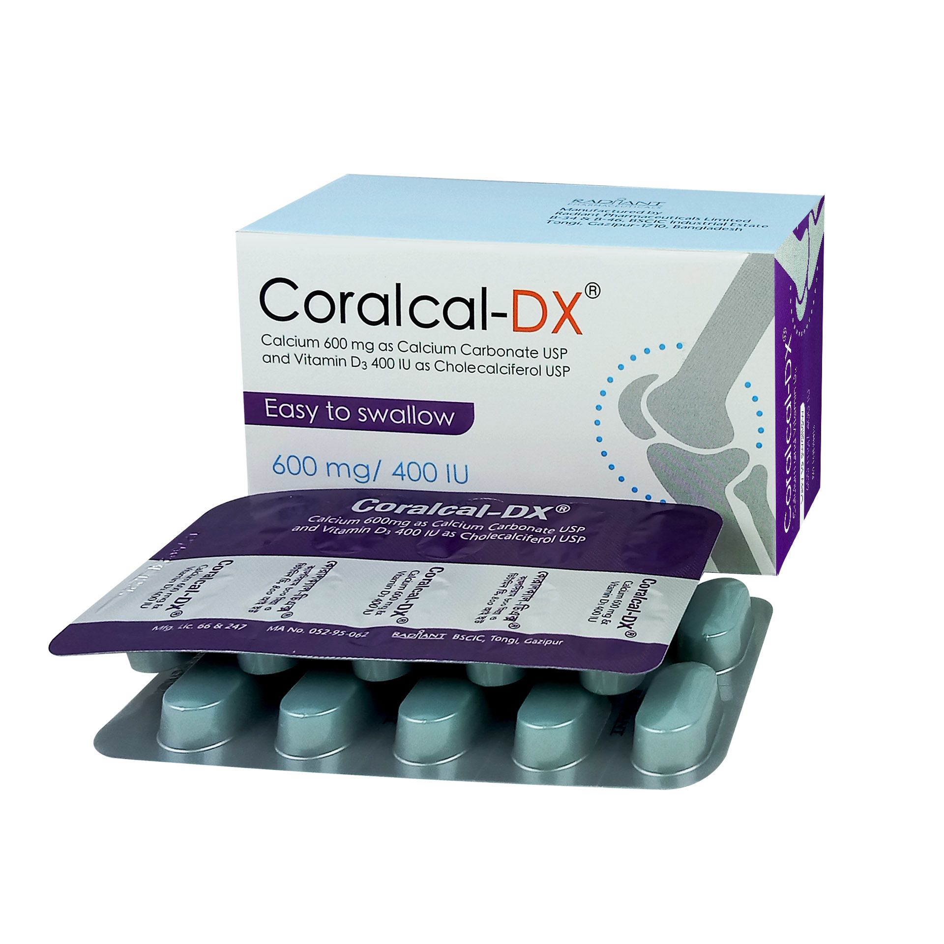 Coralcal-DX 600mg+400IU Tablet
