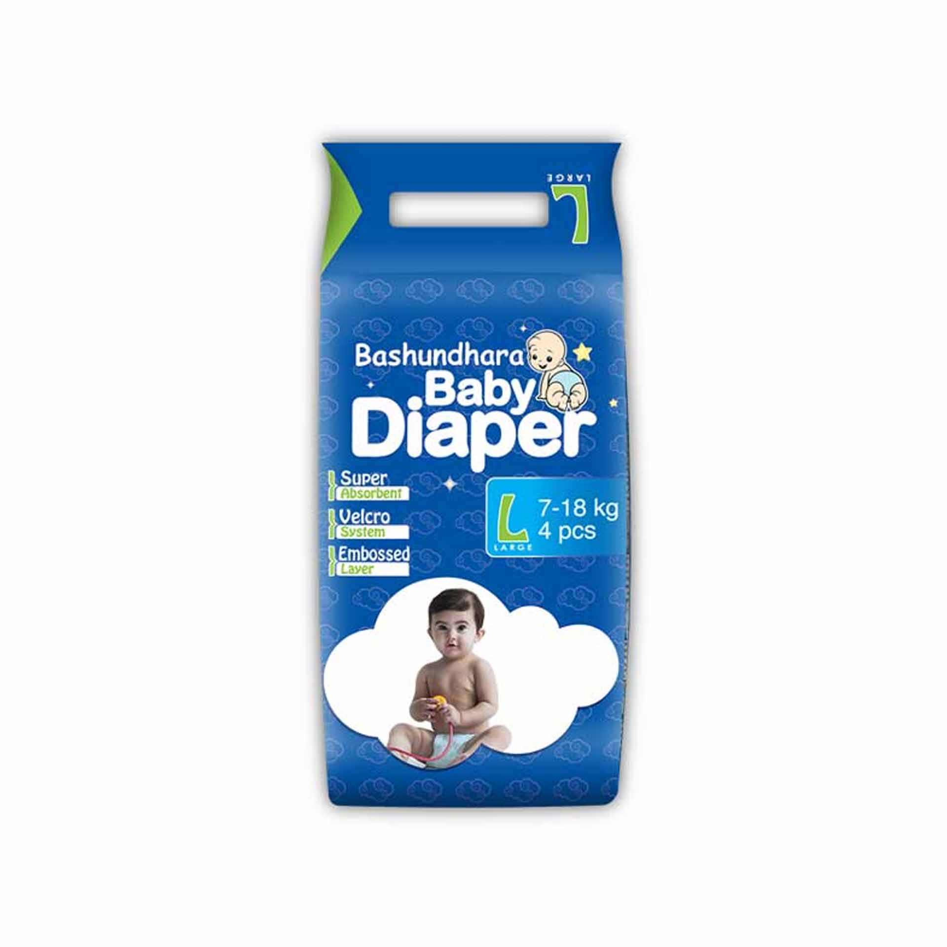Bashundhara Baby Diaper-Standard Series (L) 4's Pack  