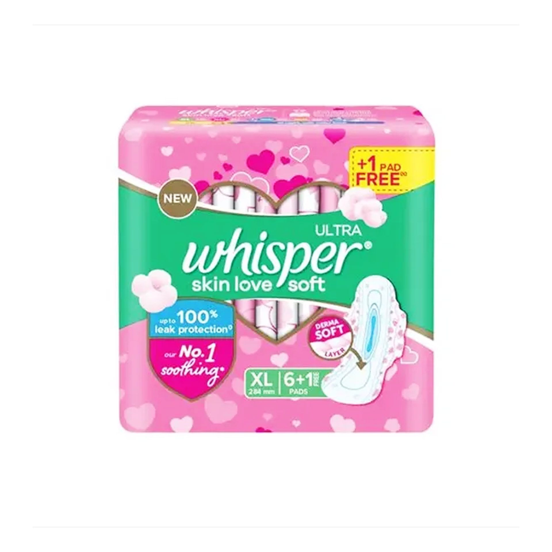 Whisper Ultra Soft Skin Love XL - 7 Pcs  