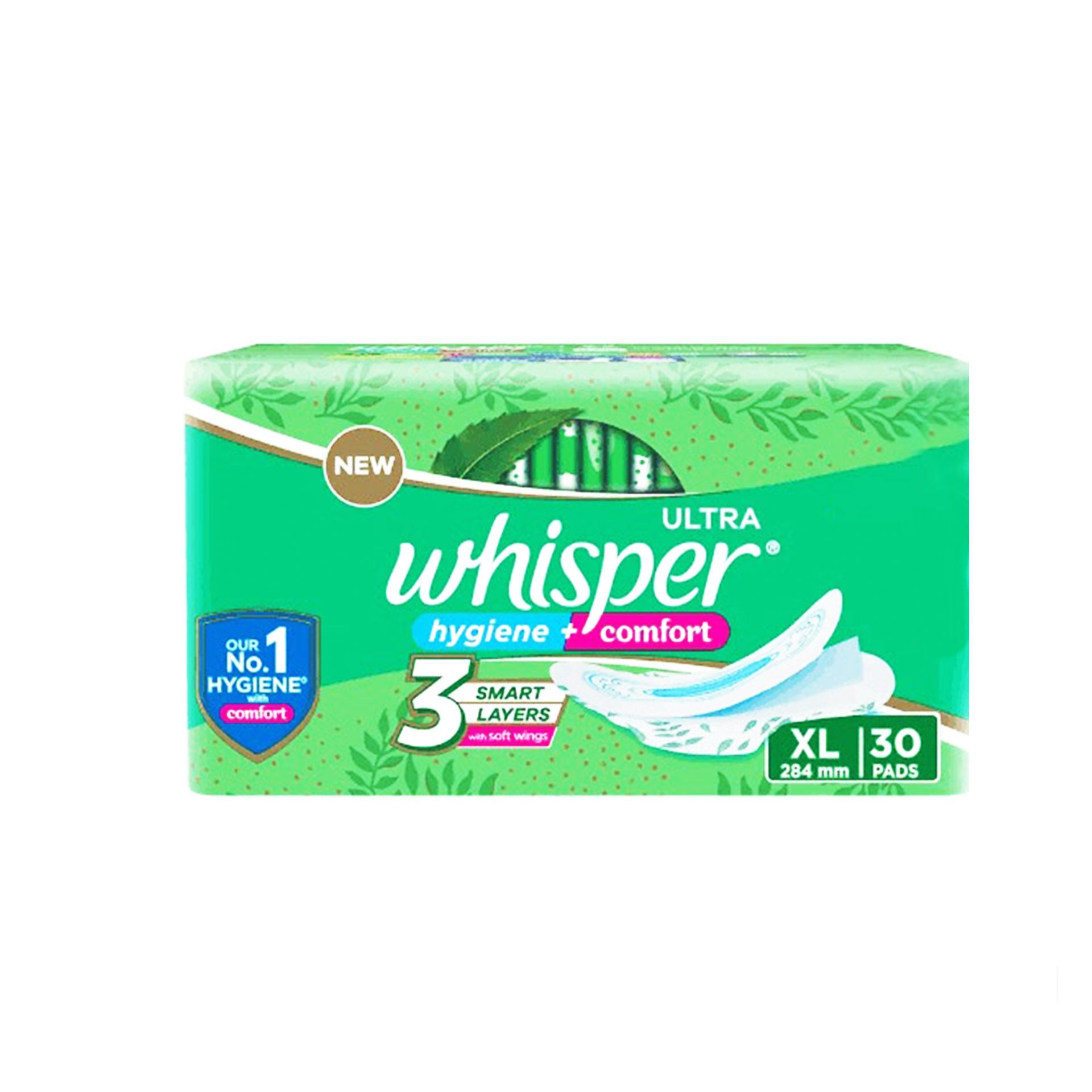 Whisper Ultra Clean Sanitary Pads for Women XL 30 Napkins  