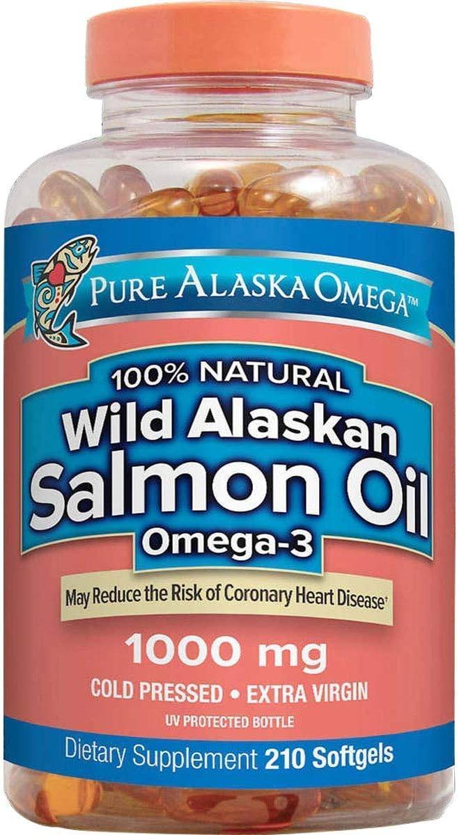 Pure Alaska Omega Wild Alaskan Salmon Oil Omega-3 1000mg 210 Capsules 1gm Capsule