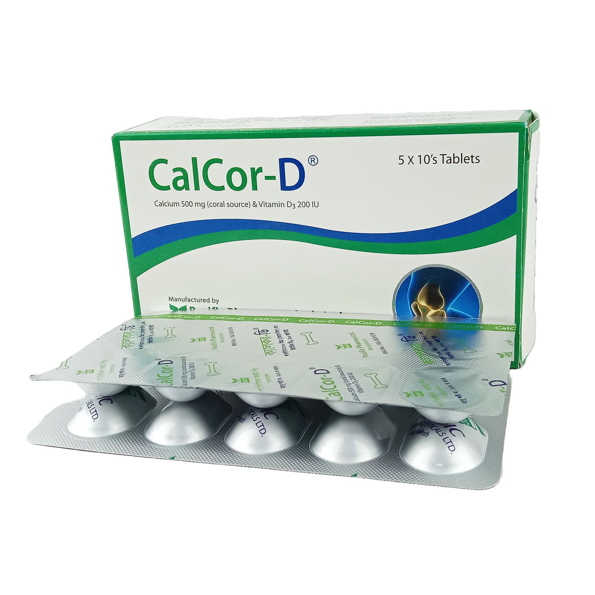 Calcor-D 500mg+200IU Tablet