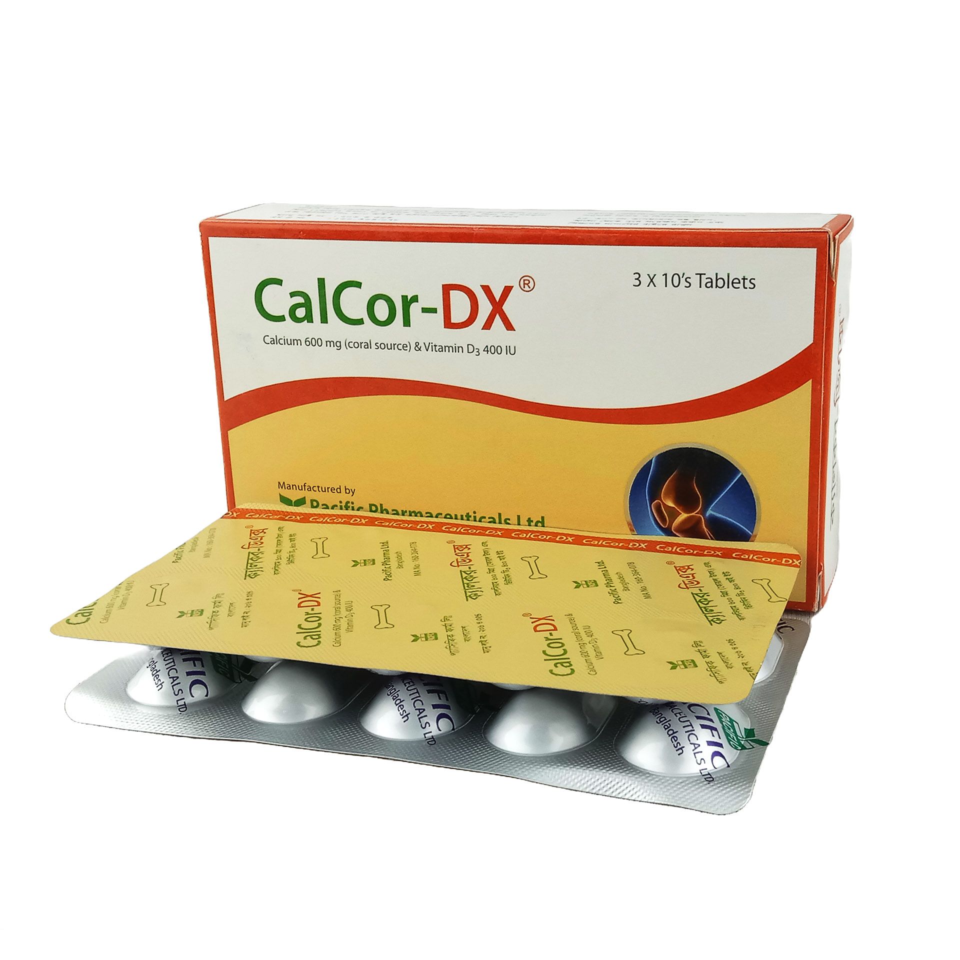 Calcor-DX 600mg+400IU Tablet