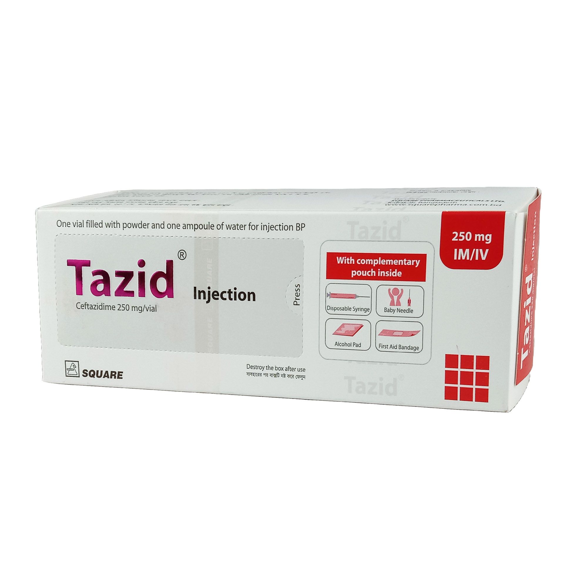 Tazid 250mg IV/IM 250mg/vial Injection