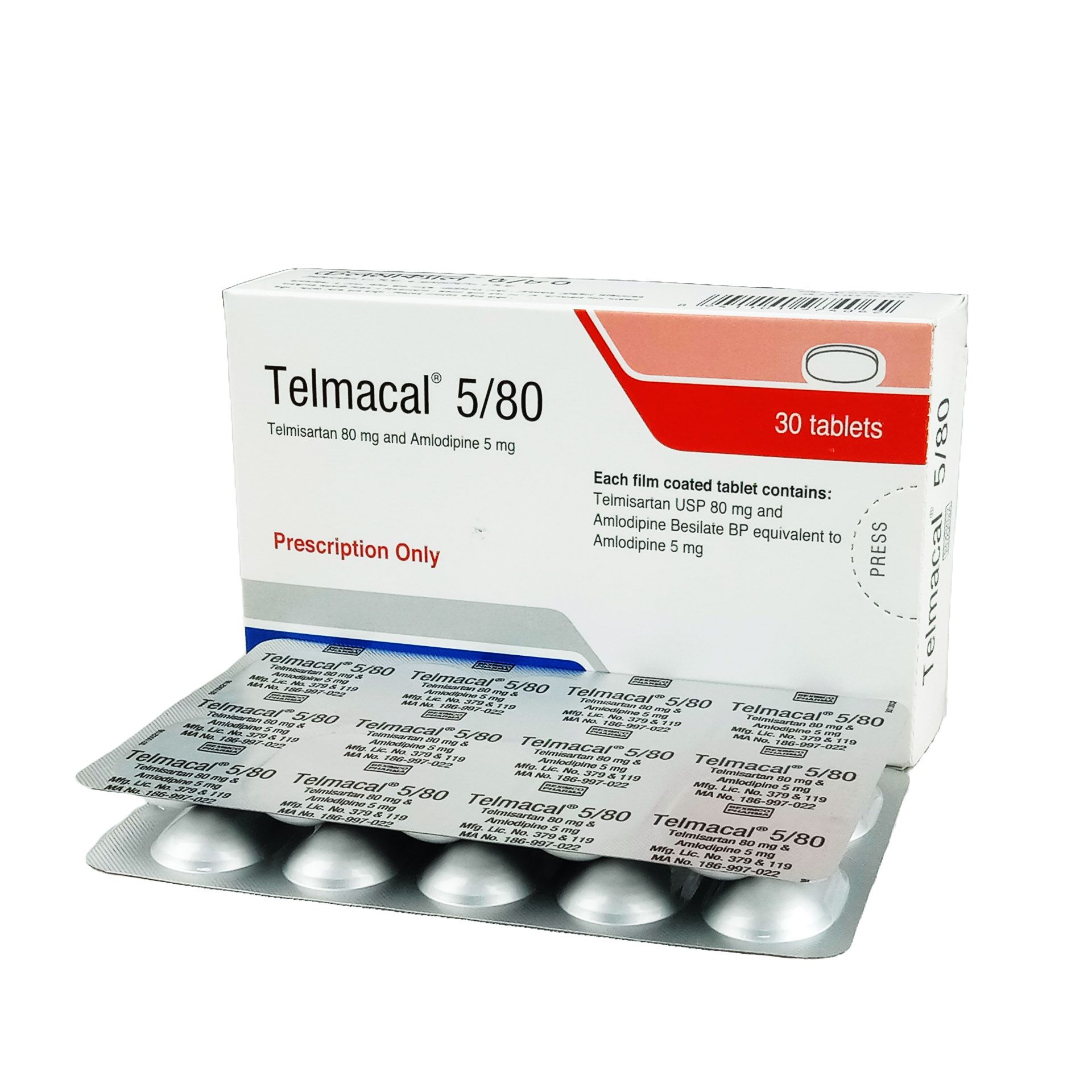 Telmacal 80/5 80mg+5mg Tablet