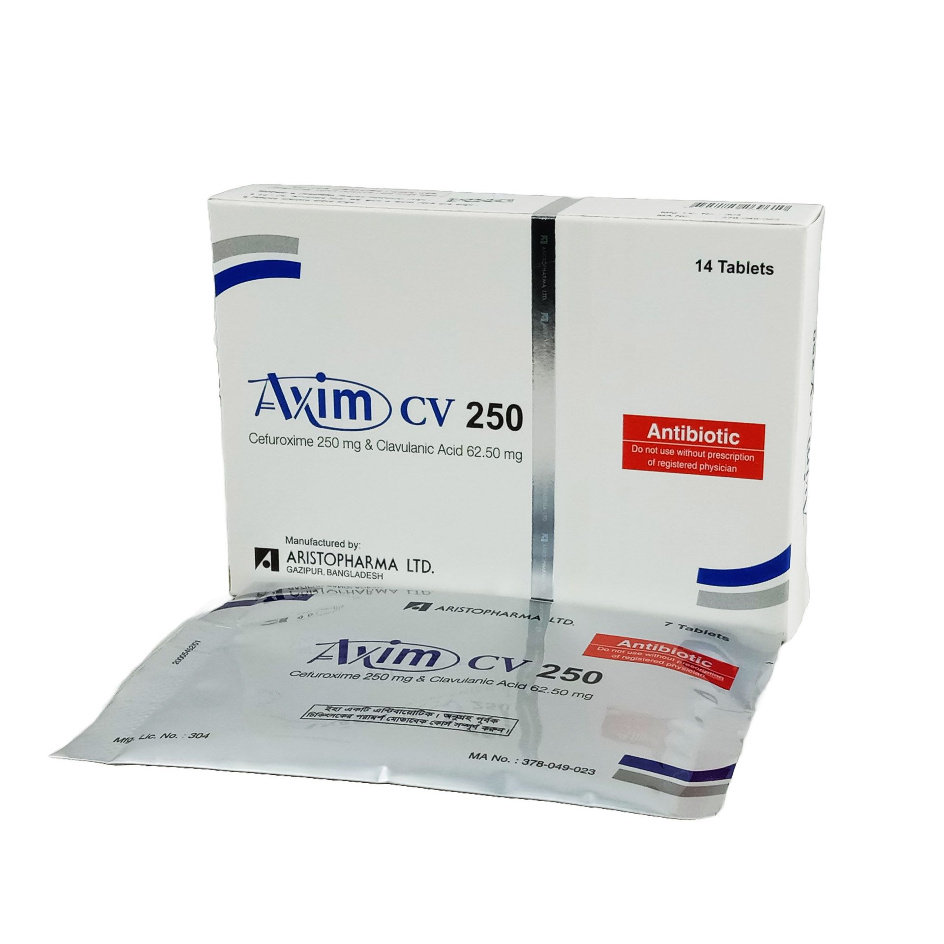 Axim CV 250mg+62.5mg Tablet