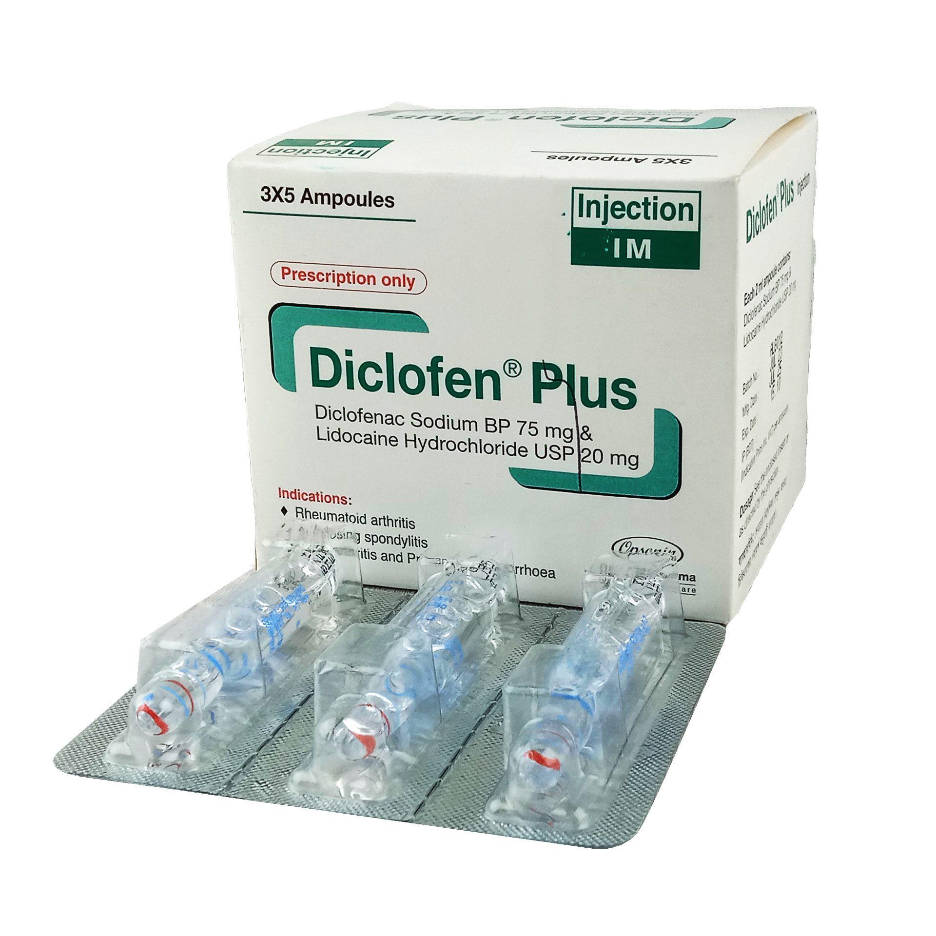 Diclofen PLUS IM 75mg+20mg/2ml IM Injection