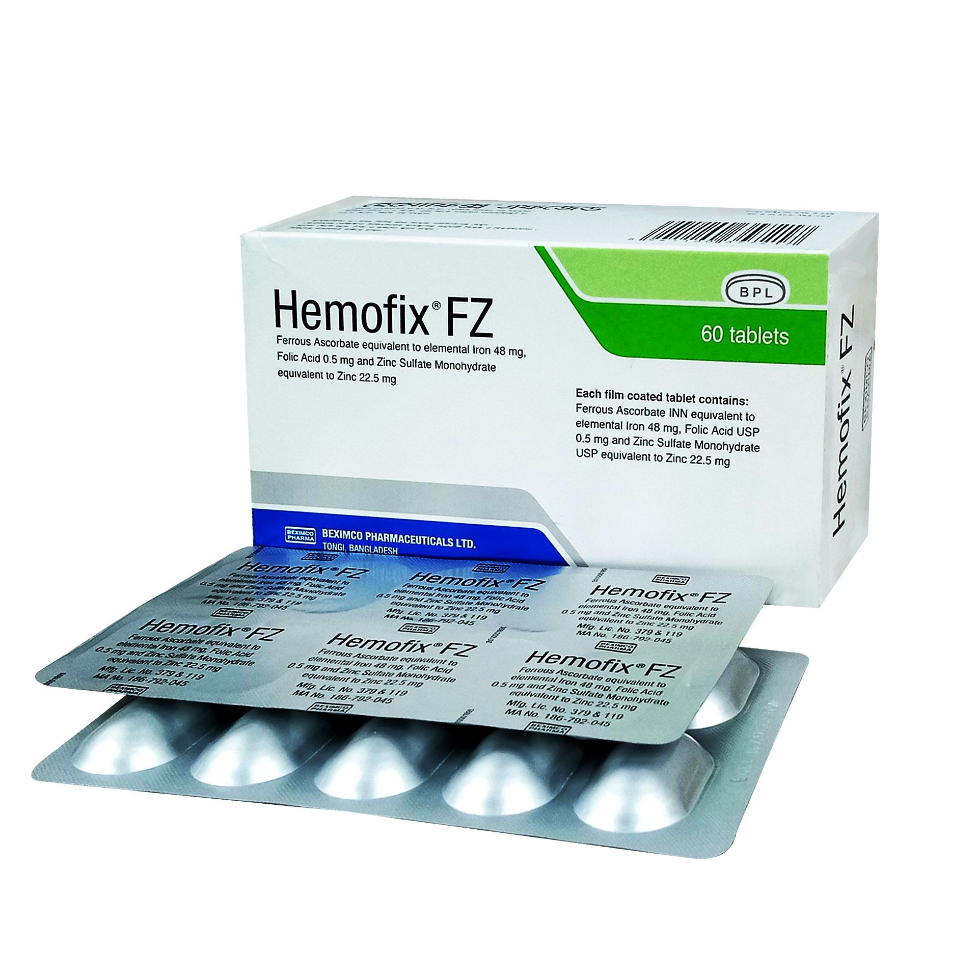 Hemofix FZ 48mg+0.5mg+22.5mg Tablet