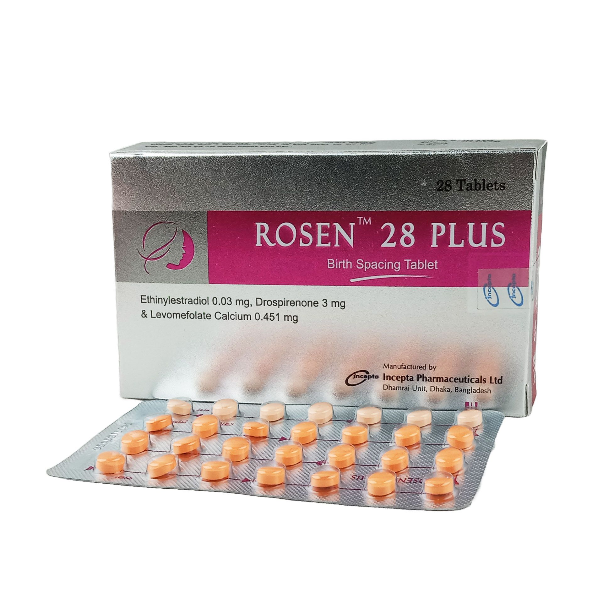 Rosen 28 Plus 0.02mg/3mg/0.451mg Tablet