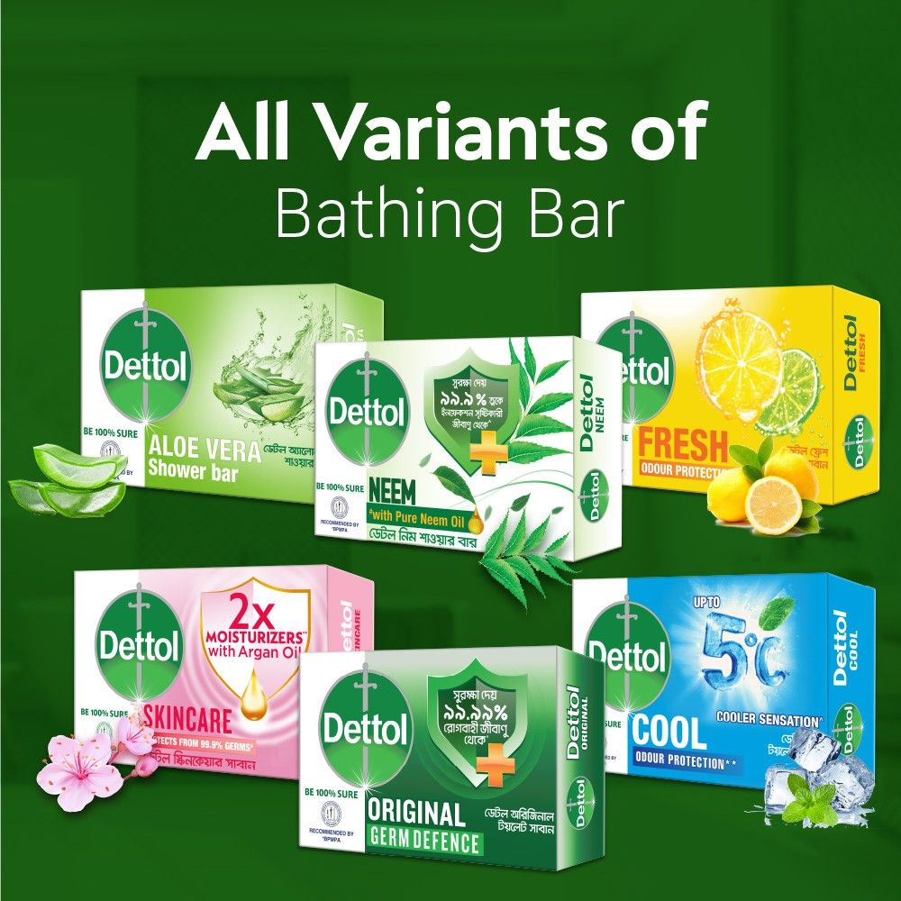 Dettol Soap Original 125gm Bathing Bar, Soap with protection from 100 illness-causing germs  