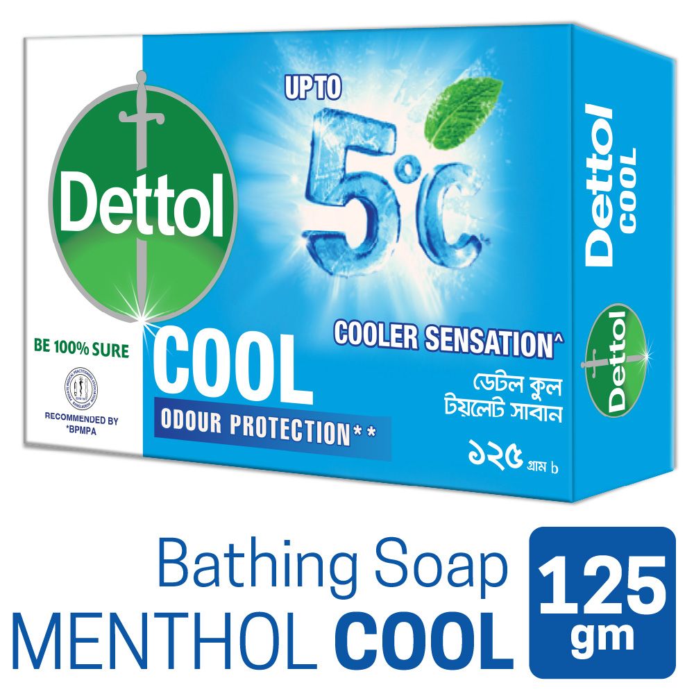 Dettol Soap Cool 125gm Bathing Bar Soap with Crispy Menthol  