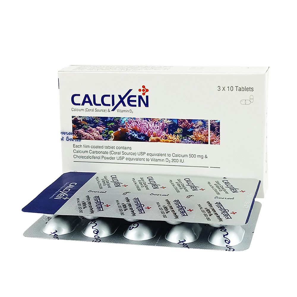 Calcixen 500mg+200IU Tablet