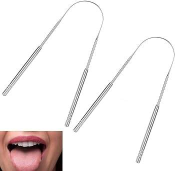 Stainless Steel Tongue Scraper Cleaners For Oral Care Reducing Bad Breath Tool for Adults & Kids  