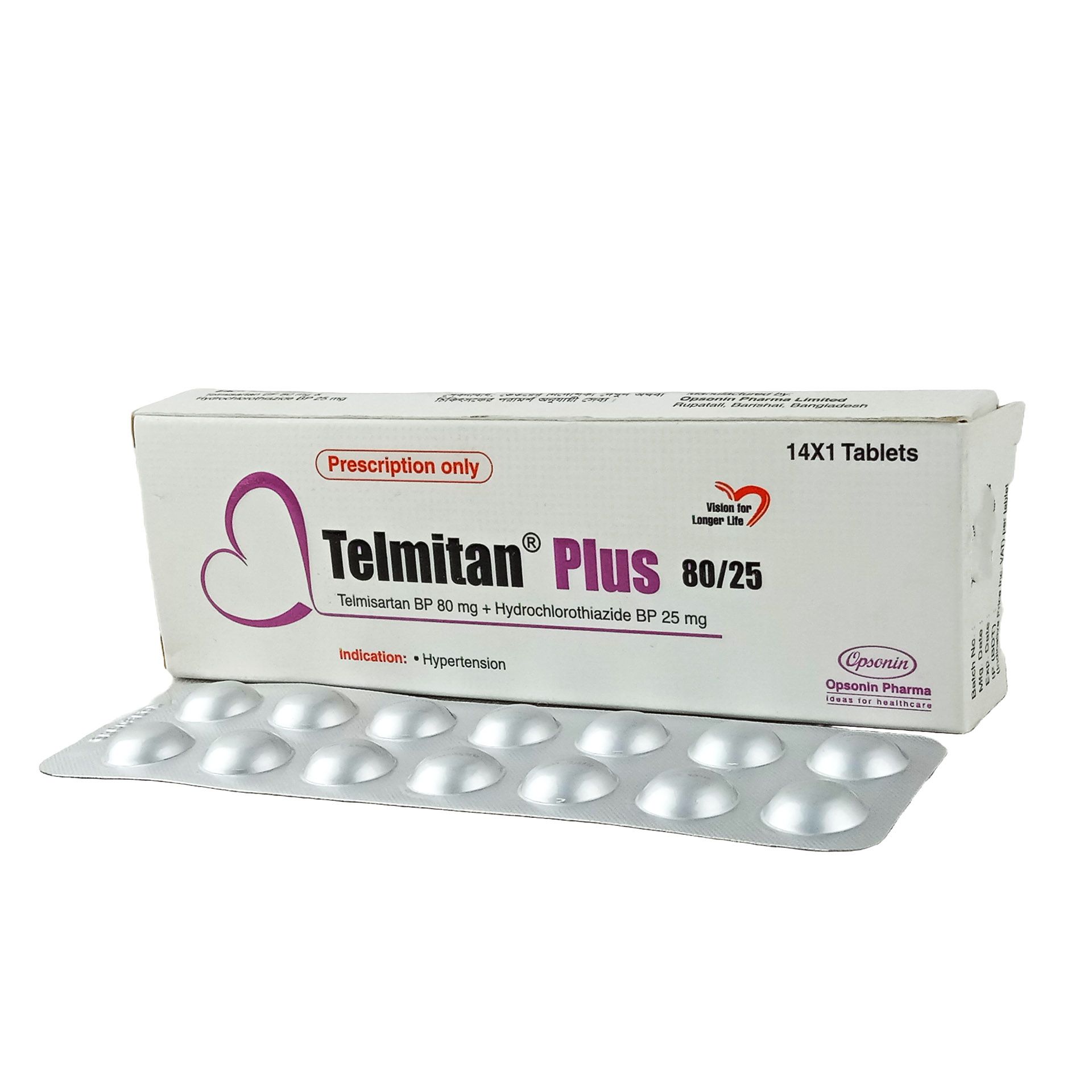Telmitan Plus 80/25 80mg+25mg Tablet