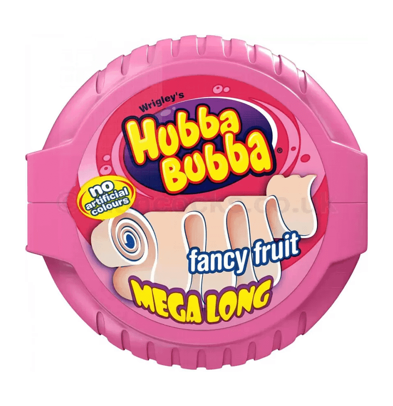 Wrigley's Hubba Bubba Fancy Fruit Bubblegum Mega Long Tape 56gm Chewing Gum