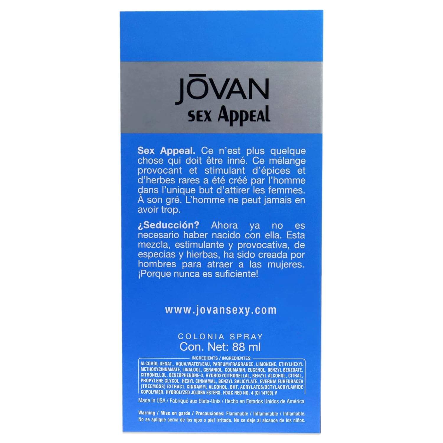 Jovan Sex Appeal Body Perfume for Men - Arogga Beauty Store