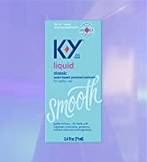 KY liquid classic water based personal lubricant two point four ounces. body friendly formula