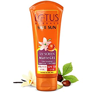 Lotus Herbals Safe Sun Invisible Matte Gel Sunscreen SPF 50 PA+++ , For Men & Women, Non-Greasy, Suitable for Oily Skin, 50g,White