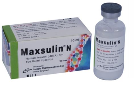 Maxsulin N 100IU Vial 100IU/ml Injection