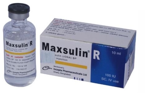 Maxsulin R 100IU Vial 100IU/ml Injection