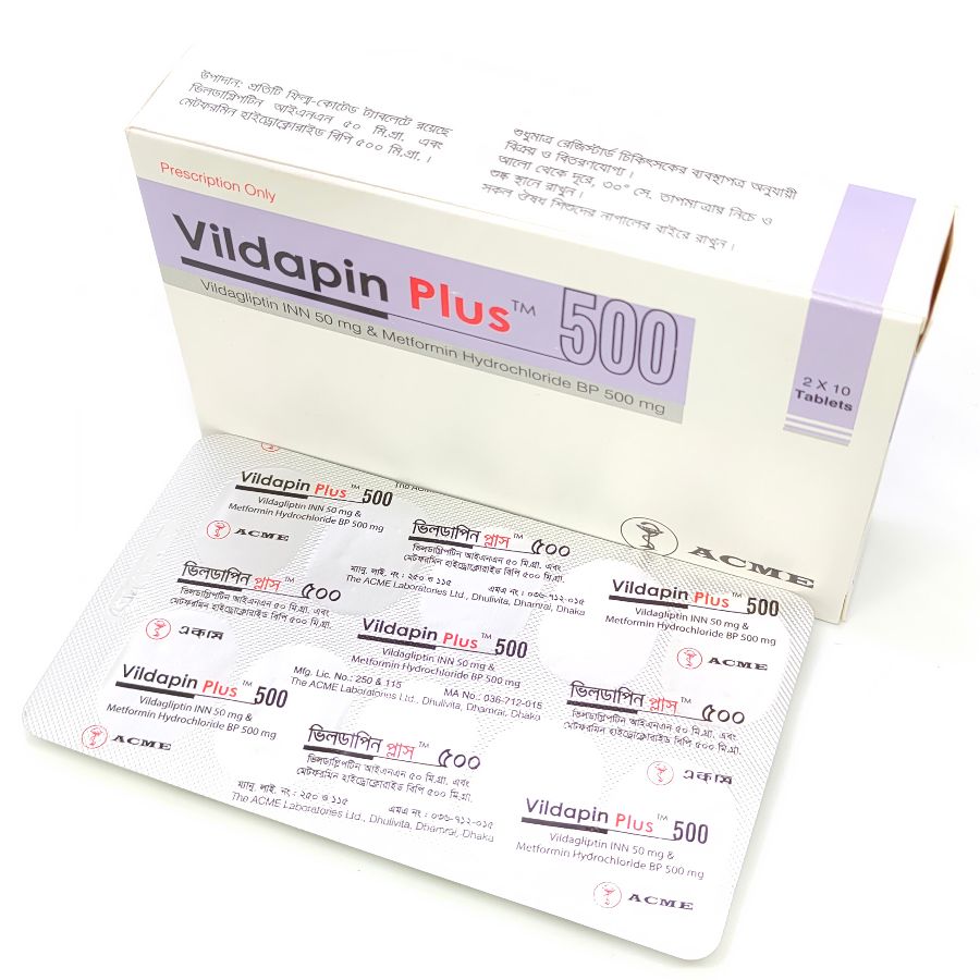 Vildapin Plus 500mg+50mg Tablet