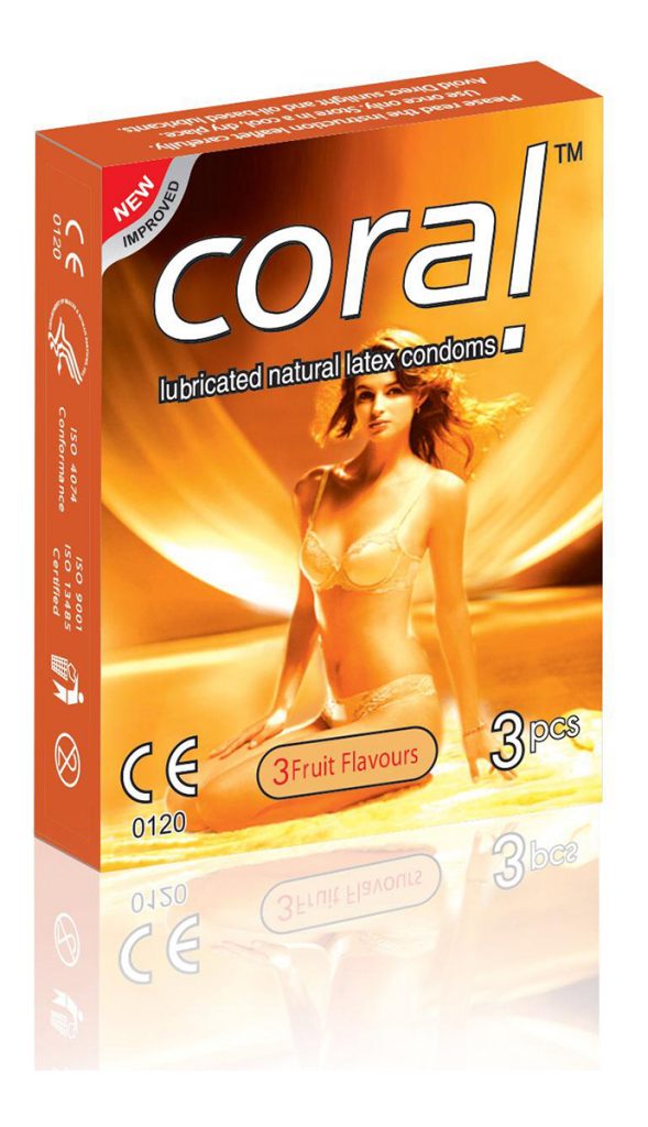 Coral Condom 3-Fruit Flavours (Girls) 3's Pack 3-Fruit Flavours Condom