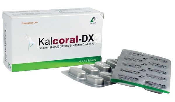 Kalcoral-DX 600mg+400IU Tablet