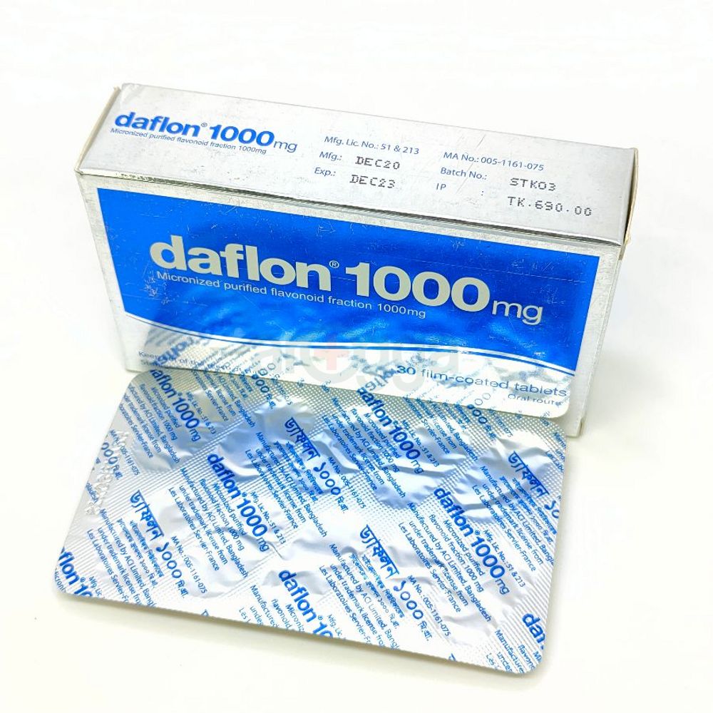 Buy Daflon 1000 900 mg / 100 mg Tablet Online