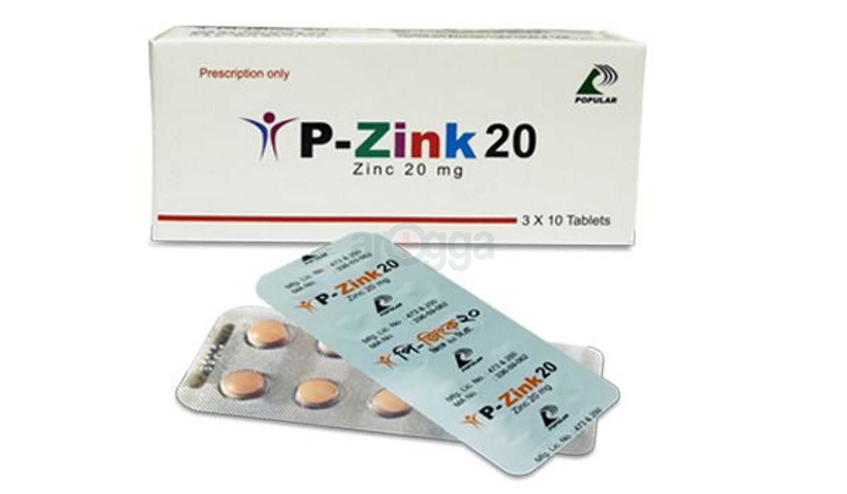 P-Zink 20 Tablet 20mg - medicine - Arogga - Online Pharmacy of Bangladesh