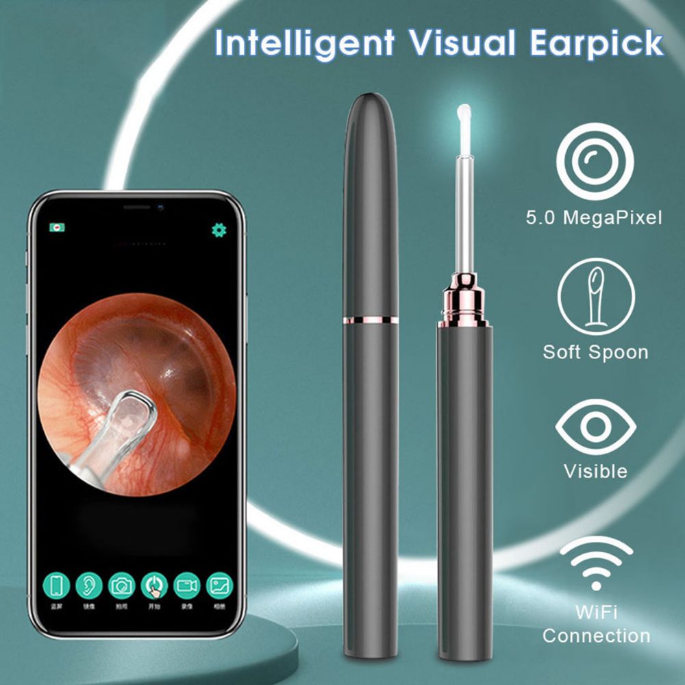 Visual Ear Spoon Pick Intelligent Wax Removal Ear Cleaner With Camera Visual Ear Scope Camera Safe Ear Pick Ear Cleaning Endoscope Kit Wireless Ear Otoscope Ear Cleaning Tool(HEGRUS)  Ear Pick