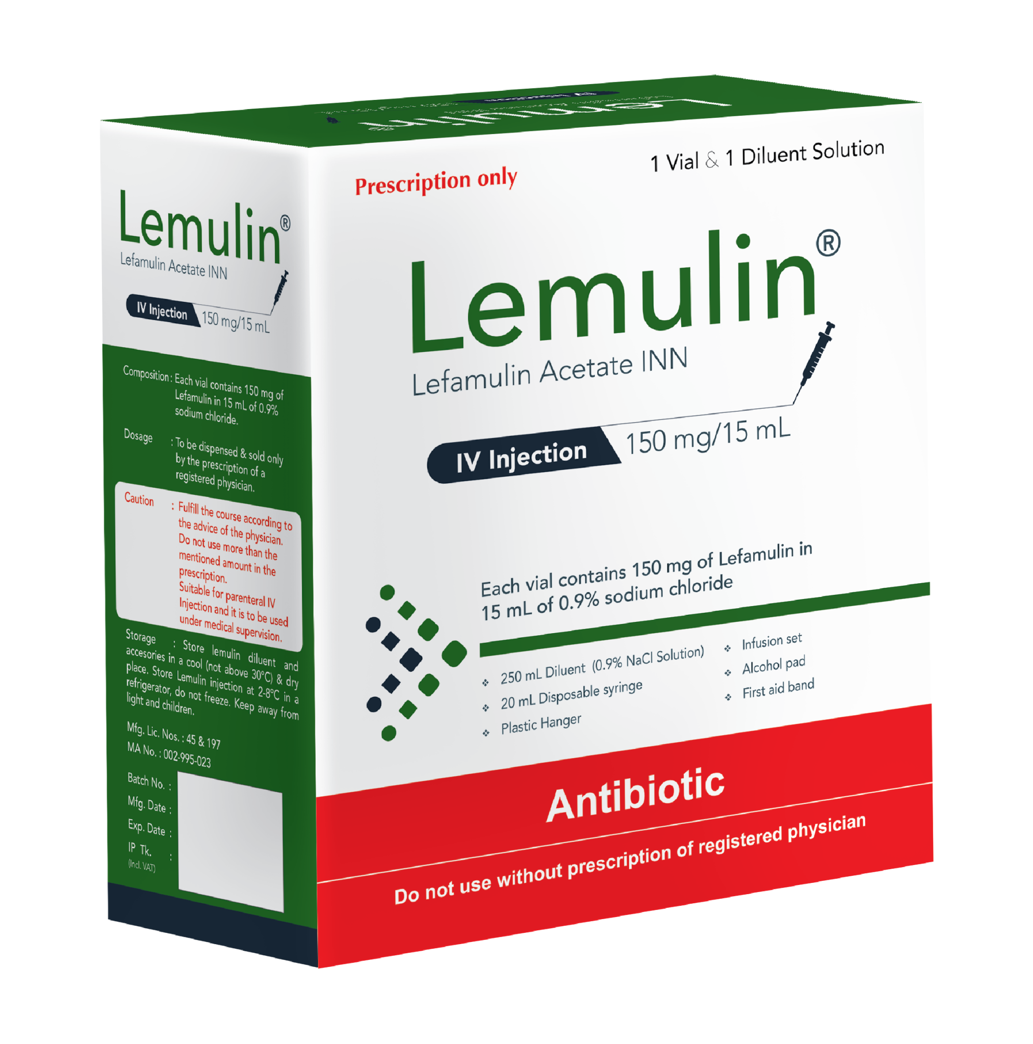 Lemulin IV 150mg/15ml Injection
