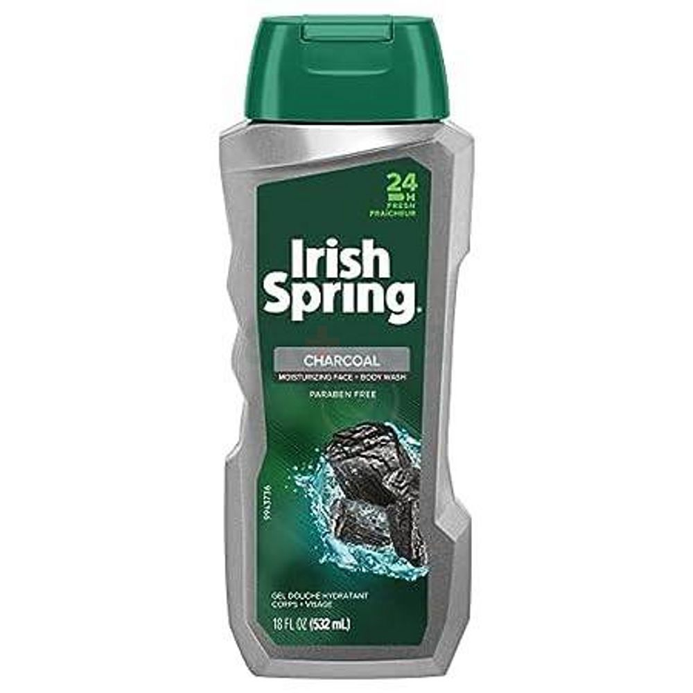 Irish Spring Charcoal Paraban Free Moisturizing Face and Body Wash