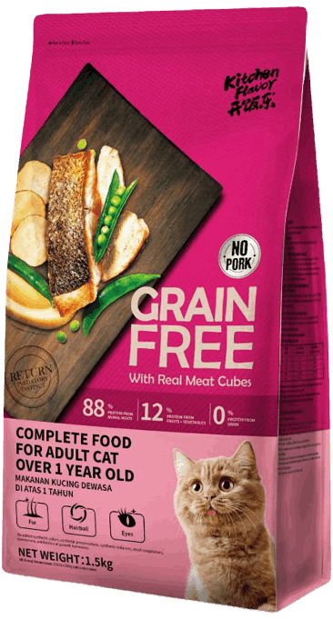 Grain Free Cat Food With Real Meat Cubes All Stages 1.5kg